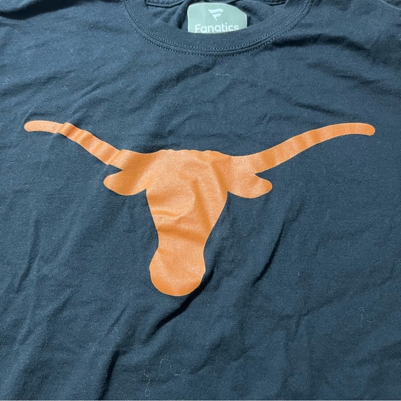 UT Texas Longhorns BLACK T-Shirt L Cotton Tagless 1-Side Clean Simple - Picture 2 of 3